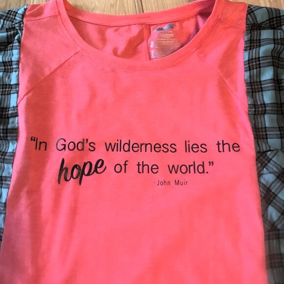 Reworked Flannel Shirt, Plus Size: Upcycled Oversized Inspirational Graphic Tee - Picture 10 of 11